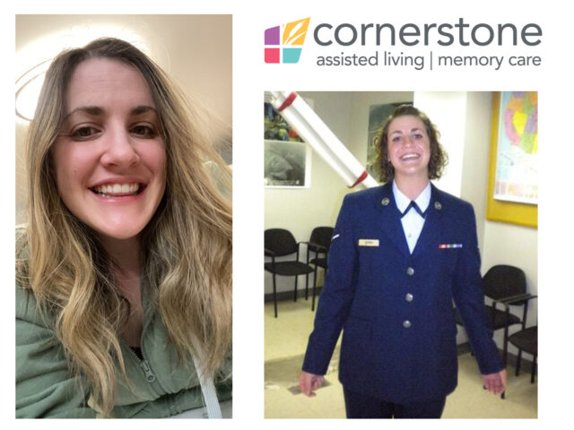 Pictures of Monica, a RN at Cornerstone Assisted Living and an Air Force veteran.