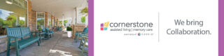 front entrance of Cornerstone with logo